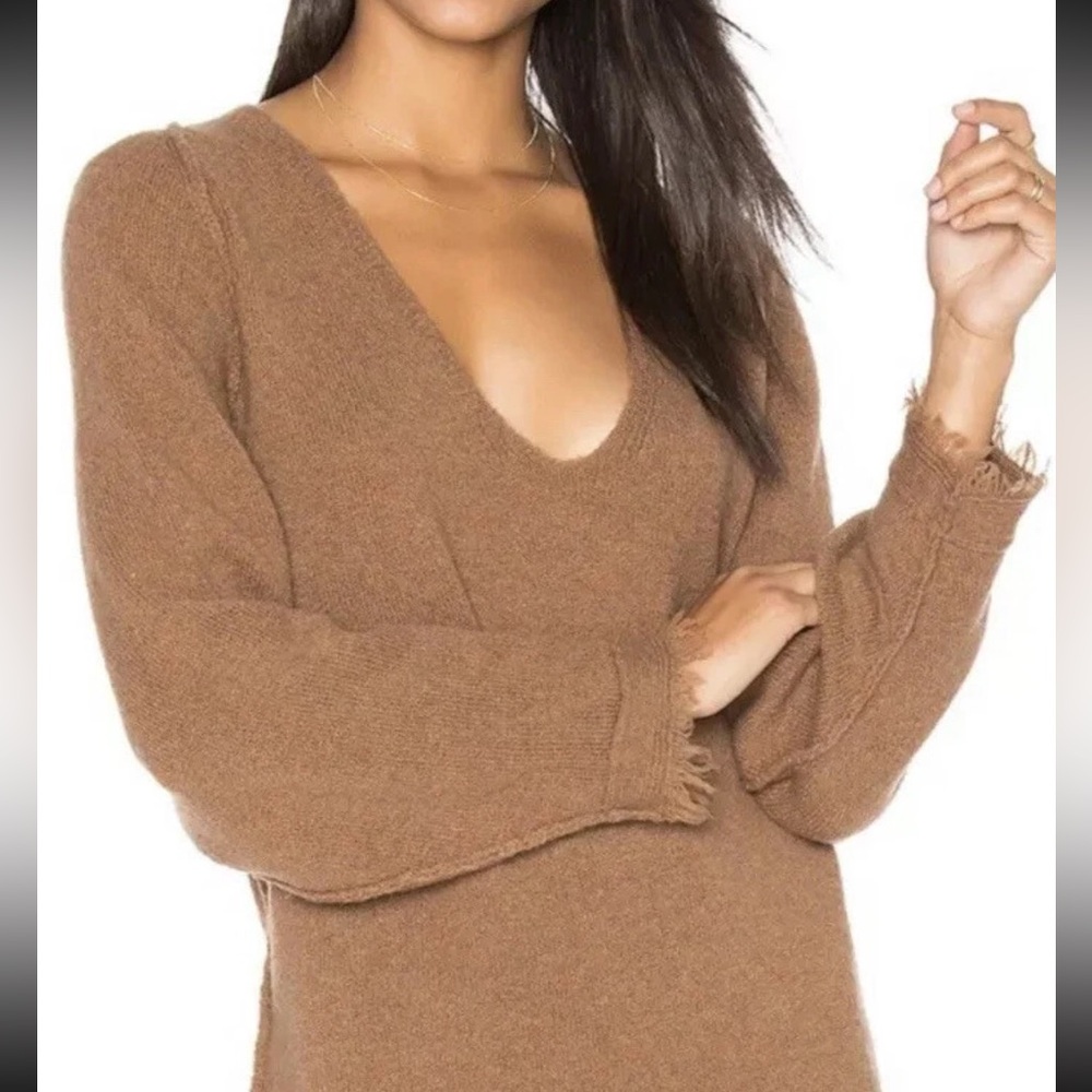 Free People Irresistible Terra-cotta V-Neck Pull Over Sweater- SP